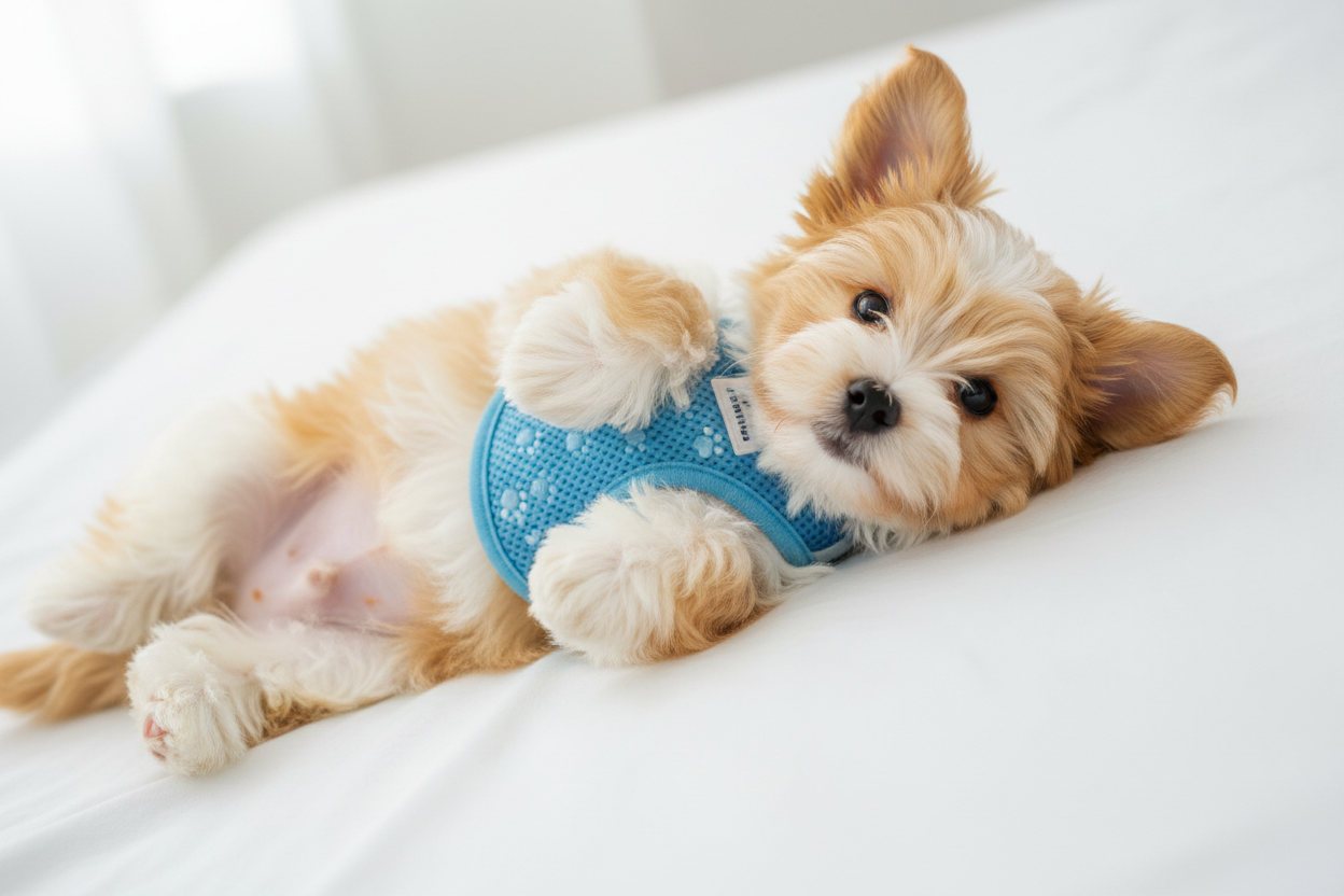 more yellow  make it cute rolling in its back with harness on 